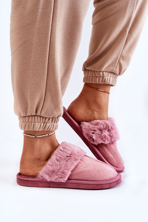 Dámské klasické pantofle s kožešinou Růžový Lorines