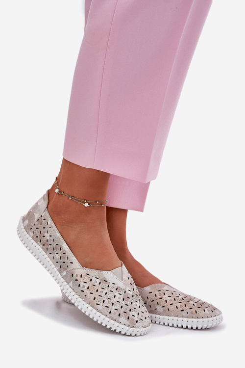 Dámske semišové perforované poltopánky zlatohnedé Chulieta