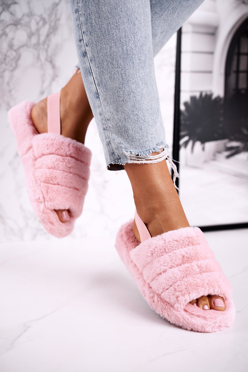 Dámské Kožešinové růžové Papuče Snowflake