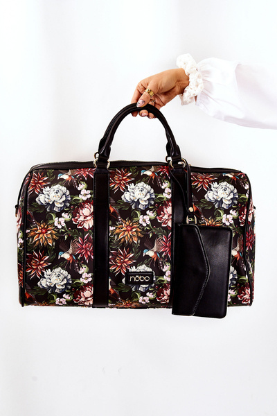 Velká cestovní taška NOBO M3150-CM20 Květiny černé