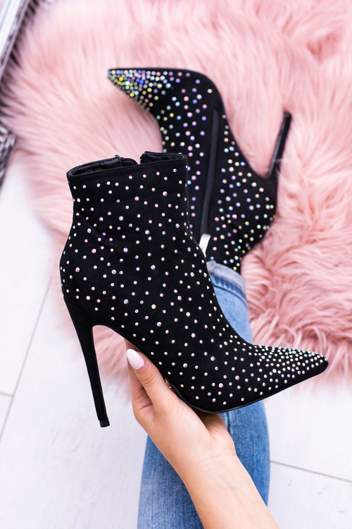 Lu Boo Black High Suede topánky na kolíkoch kamienkov Cubano