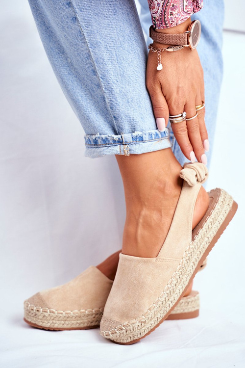 Ženské espadrilles semišové béžové pery
