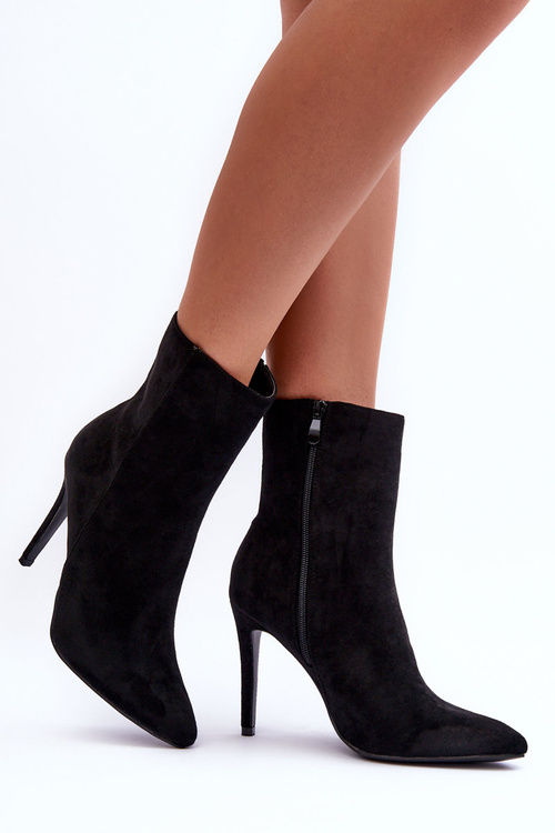 Black Eberpia Suede topánky na vysokom podpätku