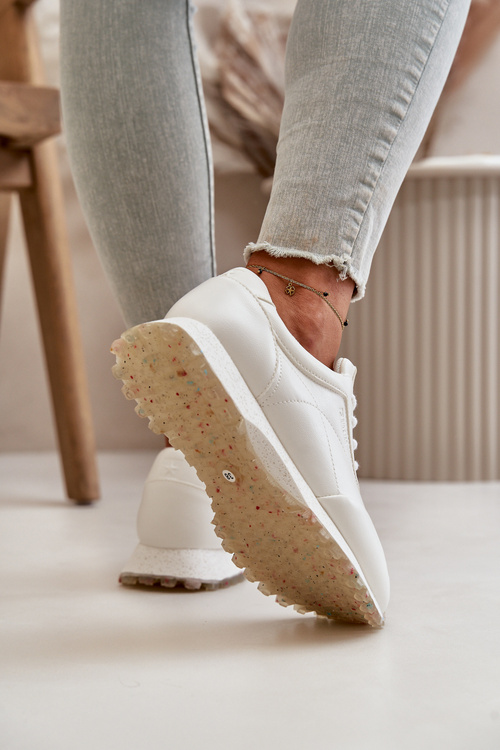 Dámské Tenisky Sportovní Boty Z Eko Kůže Big Star OO274023 Hi-Poly Systém Bílé