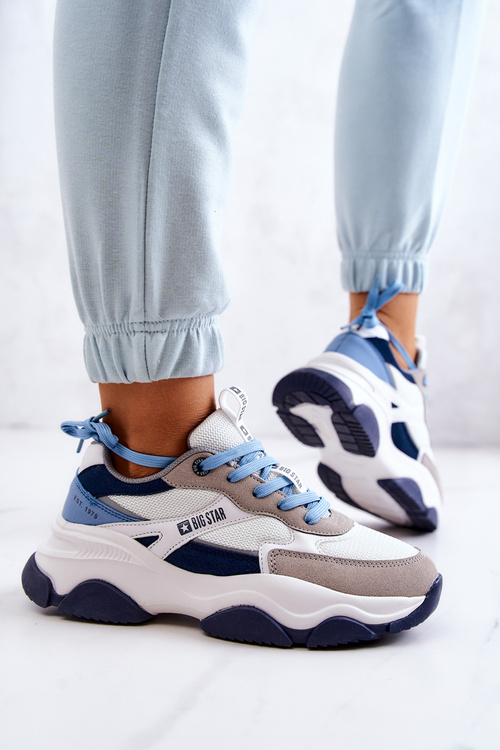 Dámské Sneakers Sportovní Obuv Big Star JJ274580 Bílá a Modrá