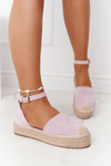 Espadrilles na slamenej platforme Purple guľatiny
