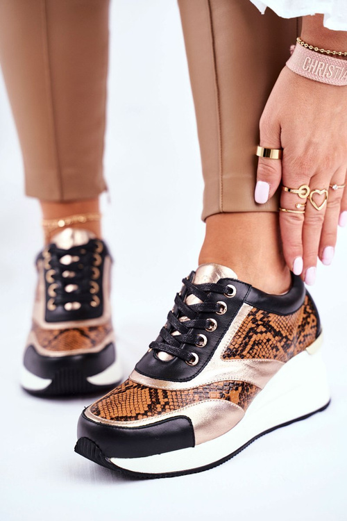 Kožené Klínové Sportovní Obuv Sneakers GOE GG2N3044 Cerné