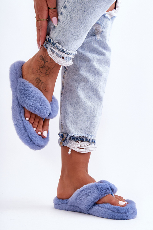 Dámské Kožené Papuče Papcie Modré Elma