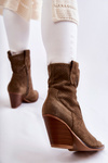 Dámske semišové topánky Khaki Eleonore Cowboy topánky