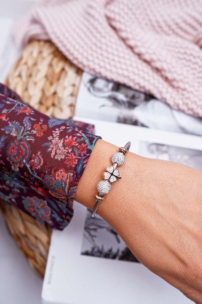 Dámský Náramek se Zirkony růžové Zlatý čtyřlístek Kirby