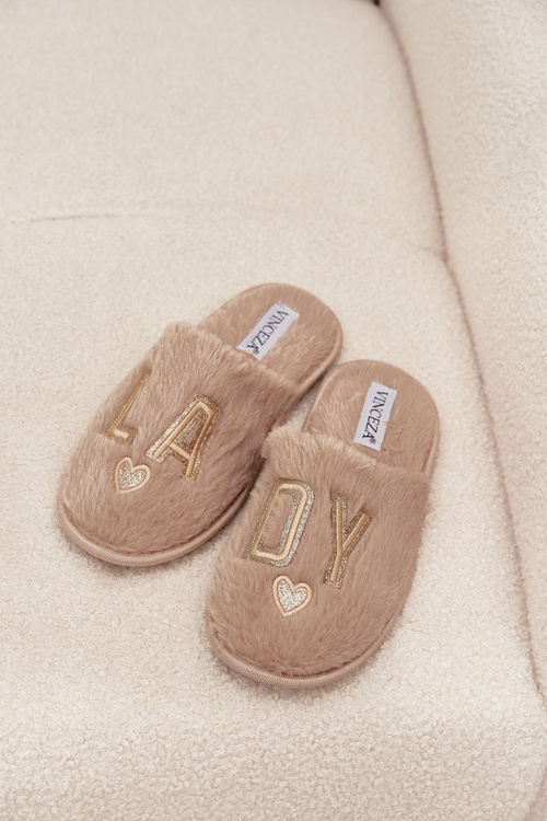 Dámske papuče s kožušinou LADY Vinceza 19958 béžové