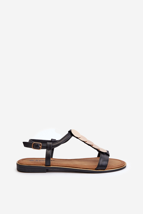 Čierne dámske ploché sandále z eko kože Jeritellia