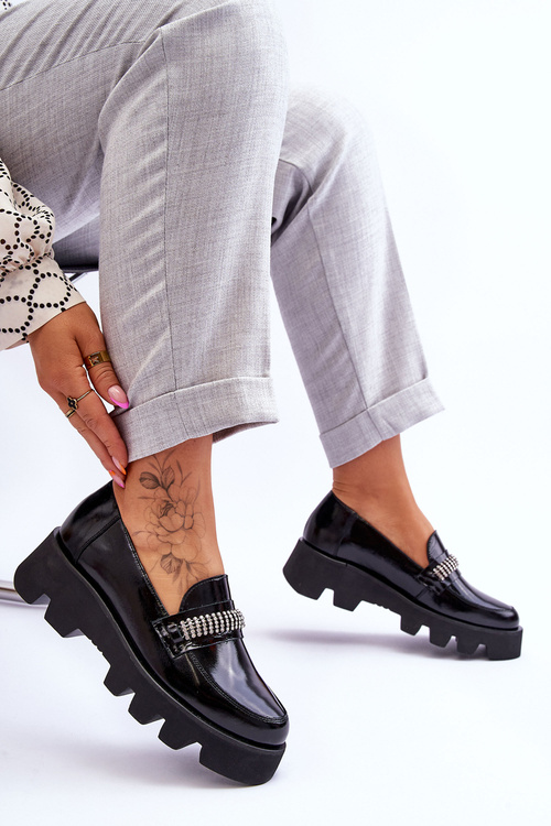 Módne mokasíry na platforme s dekoráciou Laury Messi 2600 Black