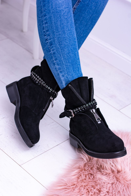 Lu Boo Black Dámske topánky zips rafell