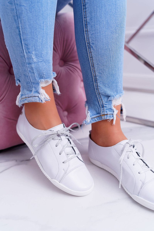 Dámské polobotky tenisky Maciejka Kožené bílé 4049A