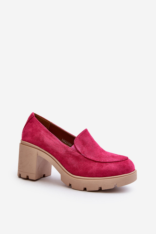 Dámske topánky z ekokože semišové na opätku a platforme fuksiové Arablosa