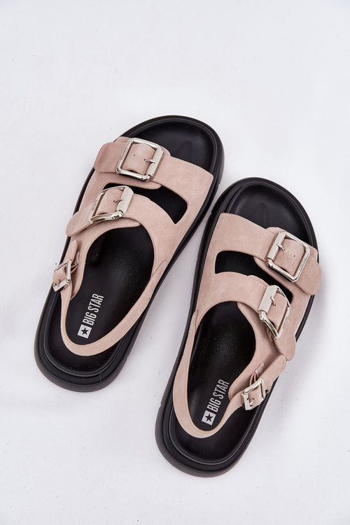 Semišové dámské sandály s přezkami Big Star RR274663 světle růžové