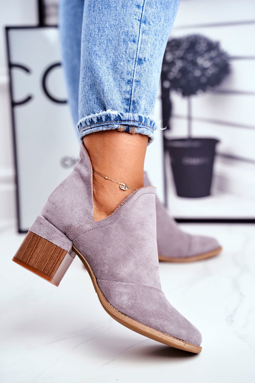 Dámské Kotníkové Boty Na Podpatku Oříznuté Šedé Mini Meliori