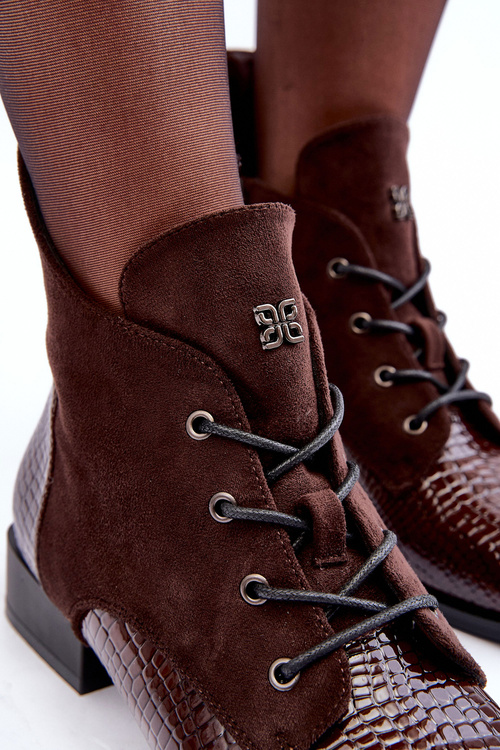 Kůže Polobotky Na Plochém Podpatku Zvířecí Vzor Hnědé Tianeta