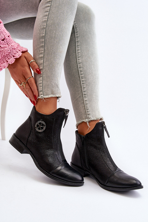 Dámské kotníčkové boty na ploché podrážce se zipem béžové Loratie