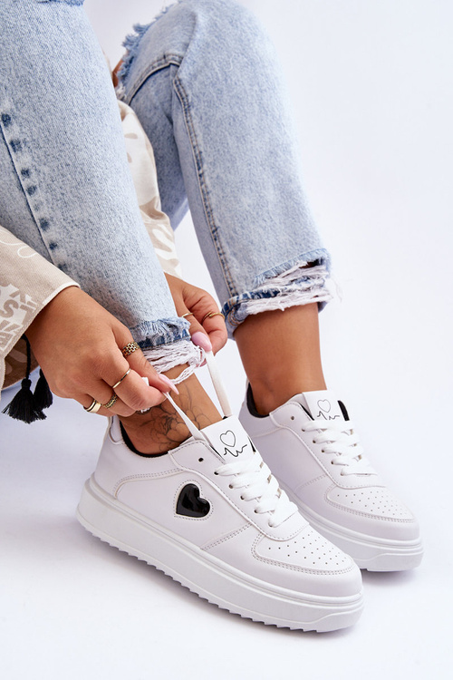 Klasické športové topánky so srdcom bielym a bielym amore