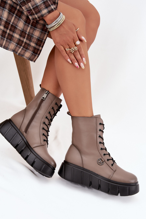 Dámské workery na platformě s vyhříváním Vinceza 58588 tmavě béžové