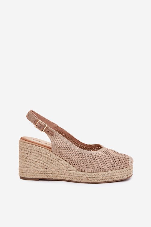 Dámske Sandále Na Klíne S Pleteninou Tmavo Béžové Tulliata
