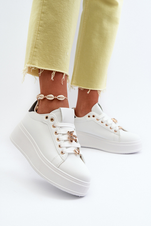 Dámske tenisky na platforme s bielymi ozdobami Herbisa