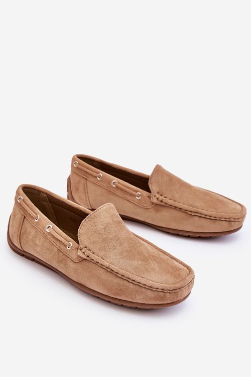Mužské semišové nástupní mokasíny hnědé Rayan