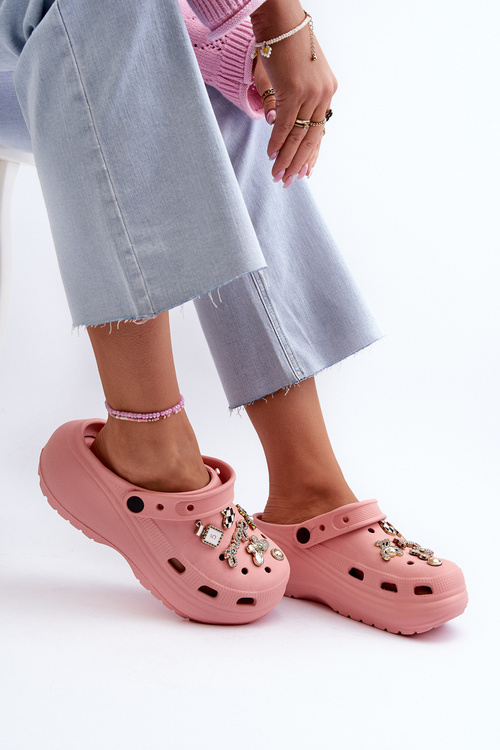 Dámske ľahké peny papuče s hrubou podrážkou a ružovými sponami od Effiora