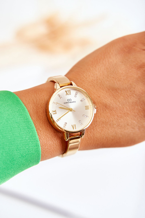 Módní hodinky s kubickými zirkony Giorgio a Dario Zlatý