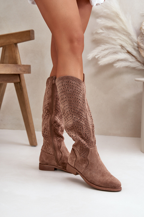 Dírou Boty Na Ploché Podpatky Hnědé S.Barski HY66-150