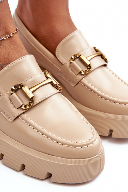 Dámske topánky Loafer s dekoráciou Beige Peuria