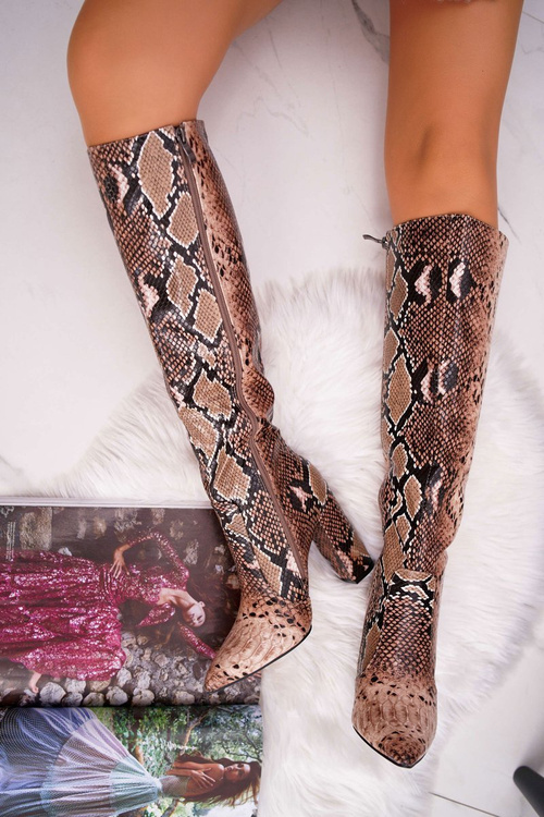 Dámské Kozačky Na Vysokém Podpatku hnědé Brouny