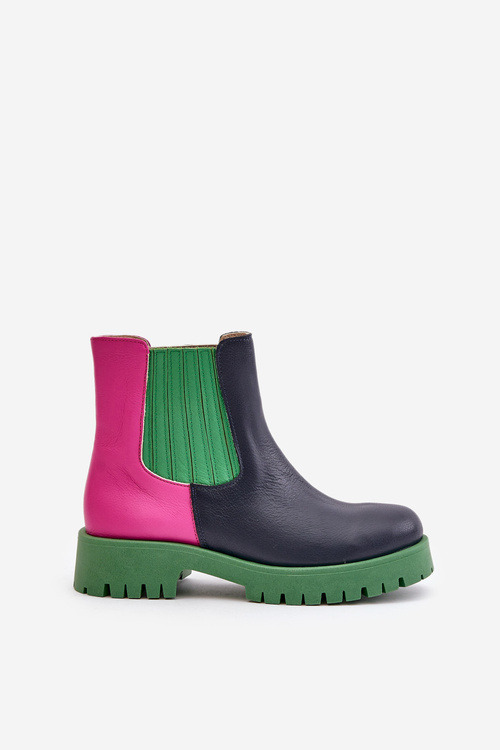 Dámské boty na plochém podpatku kožené Lewski 3611 multikolor