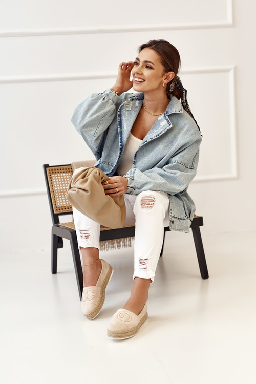 Ženské espadrilles na platforme Straw Beige Febi