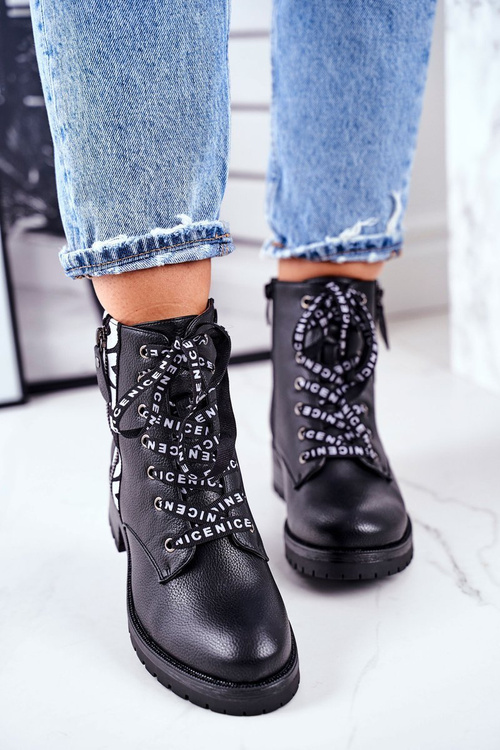 Dámské Kotníkové Ploché Boty Černé Verso