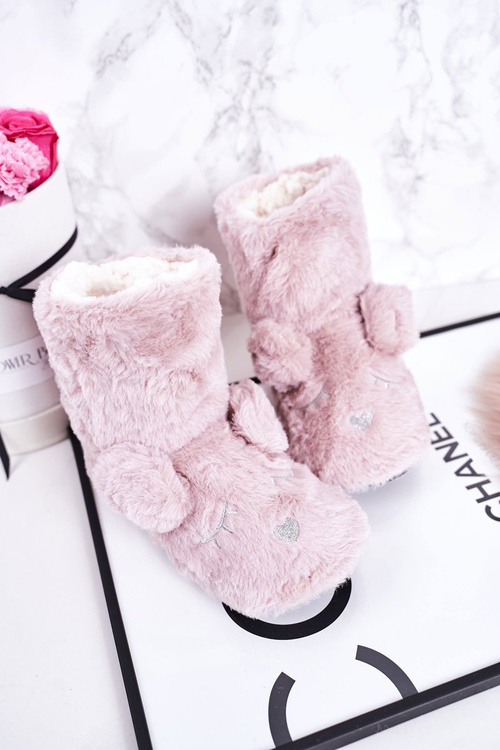 Dětské Pantofle Izolované Z Kůže Práškově Růžová Sleepyhead