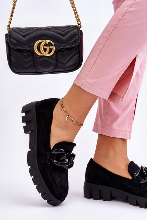 Dámske semišové mokasíny na platforme Black Bennett