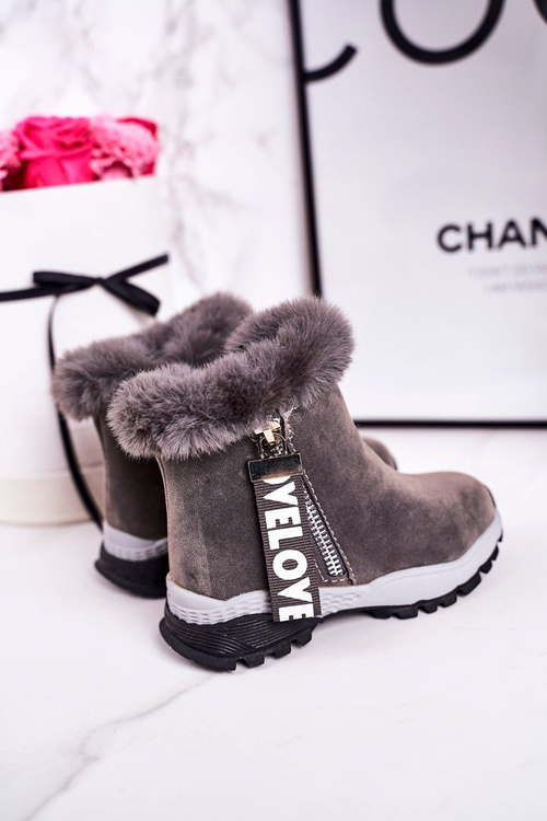 Dětské Teplé Boty Snehule S Kožešinou Šedé Love-Love