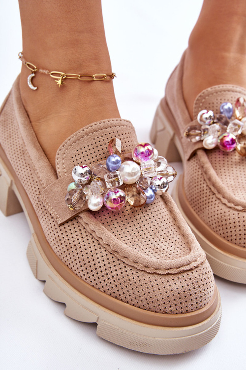 Dámské mokasíny s ozdobami Béžove Issac