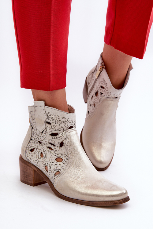 Kožené Zlatisto Opotrené Kozačky Lewski Shoes 3170/2