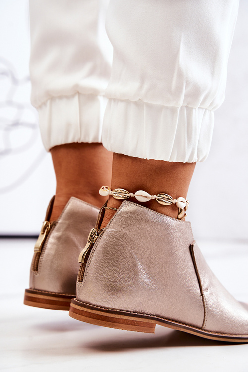 Kožené Boty Na Podpatku Laura Messi Zlate 2324