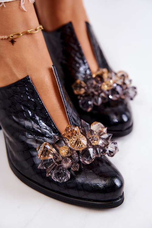 Kožený Brogues Krokodýl Vzor S Ornamentem černe Delaver