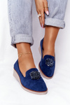Elegantné topánky pre Vincezu 10580 kliny Navy Blue Suede