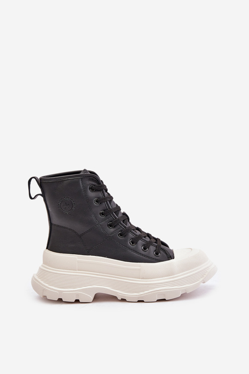 Kožené Zateplené Tenisky Na Masivní Platformě Big Star OO274A599 Černé