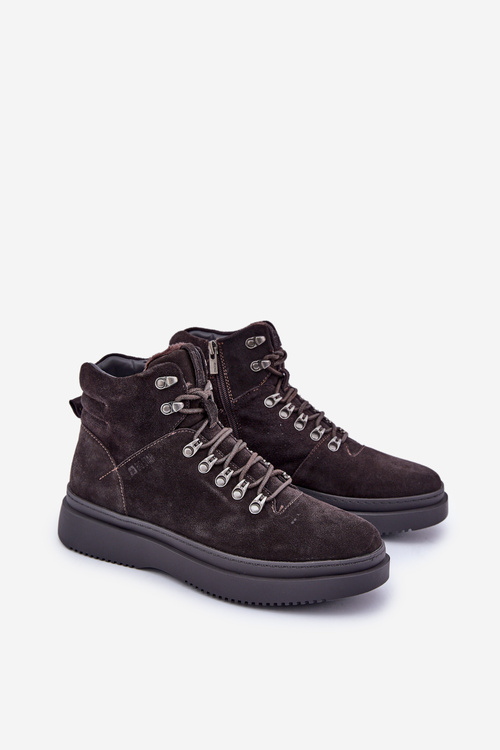 Semišové pánské zateplené kotníkové boty Big Star OO174189 hnědé