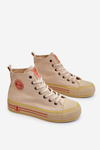 Dámske tenisky s vysokým materiálom na platforme Big Star LL274187 Beige