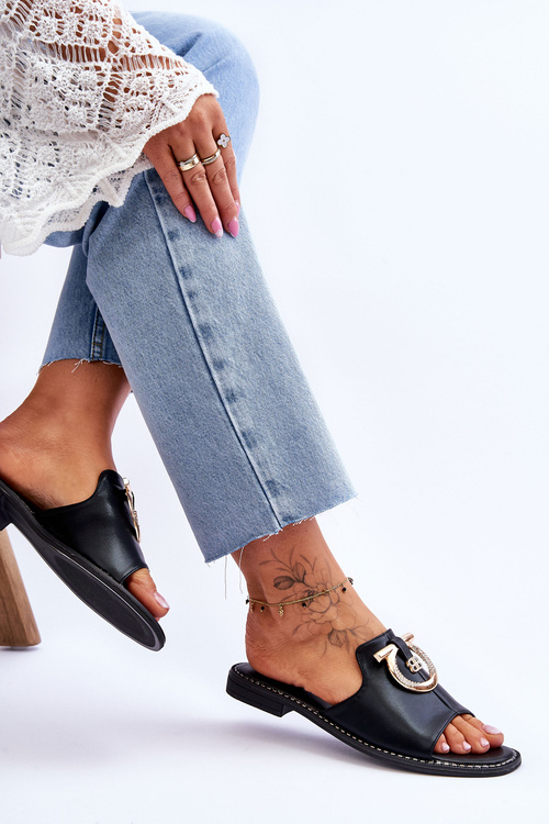 Kožené klapky Comfort Shoes S. Barski KV-2775-32 Čierna