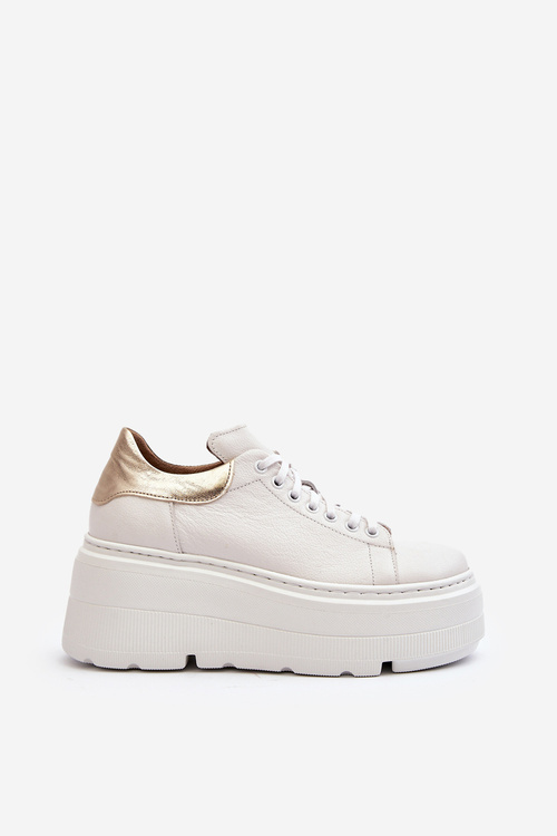 Dámske kožené športové topánky na platforme M01/1 Zazoo svetlo béžové